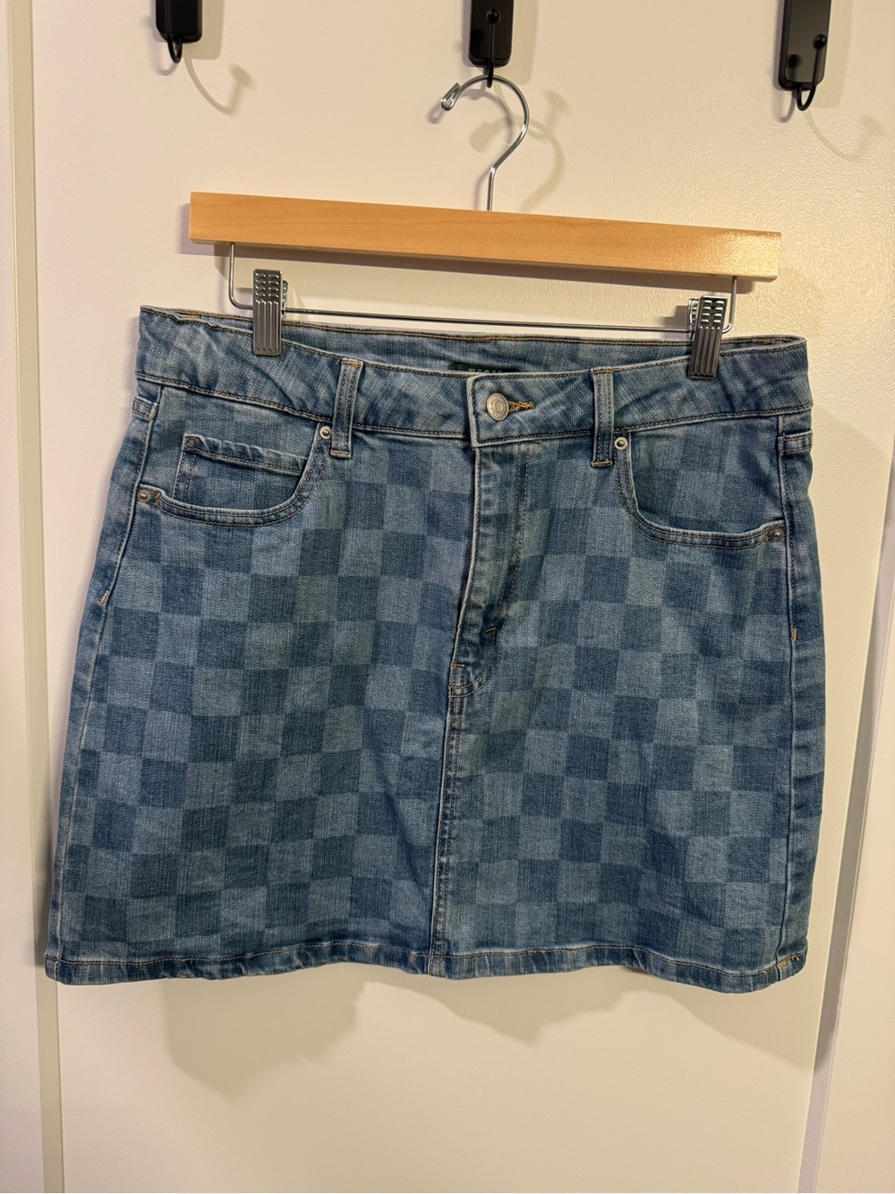 wild fable Checkerboard Denim Mini Skirt - Blue